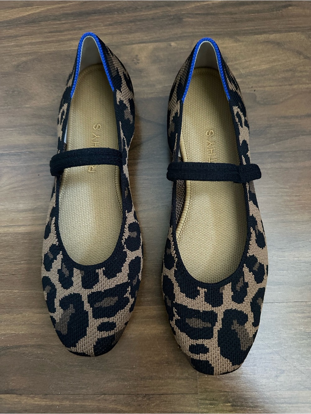 Rothy's Women Leopard-Print Flats - Black & Brown with Blue Trim